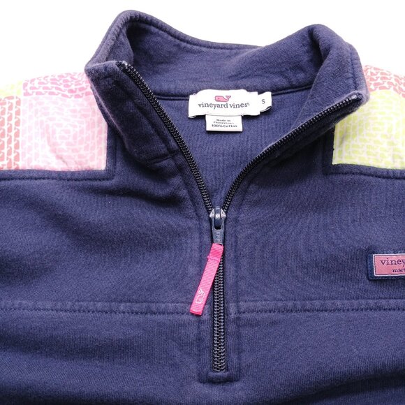 Vineyard Vines Navy Fleece Quarter-Zip Preppy Coastal Pullover Women’s S Classic - Picture 6 of 9